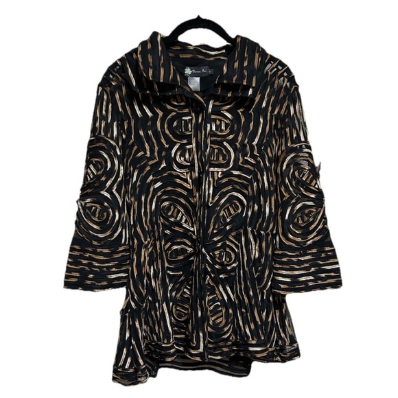 Damee Jackets & Blazers - Damee Inc Jacket Duster Size Small Black Brown Swing Wearable Art Lagenlook